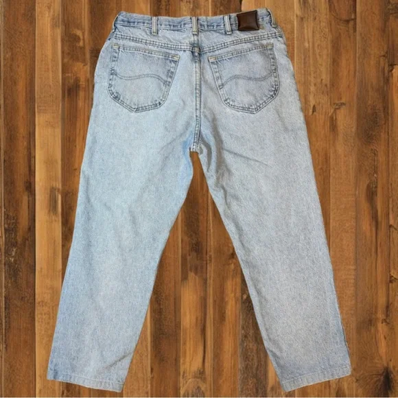 Vintage Lee High Rise Mom Jeans Light Wash Women’s 12 • Tapered Leg Denim - Picture 2 of 7
